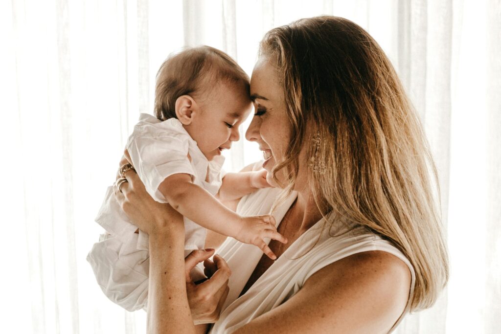mother and child hugging